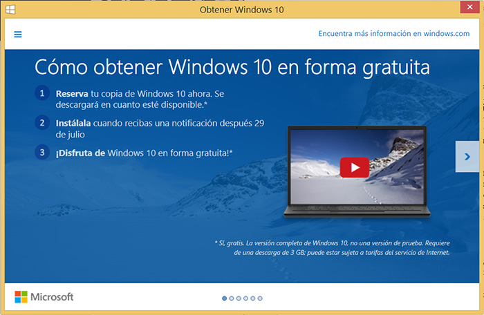 Cancelar la reserva de Windows 10