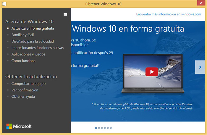 Quitar la actualización de Windows 10