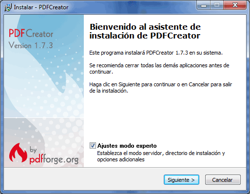 Instalación PDFCreator