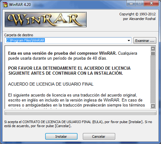 Instalación y configuración WinRAR