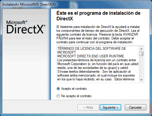 Instalación DirectX 11